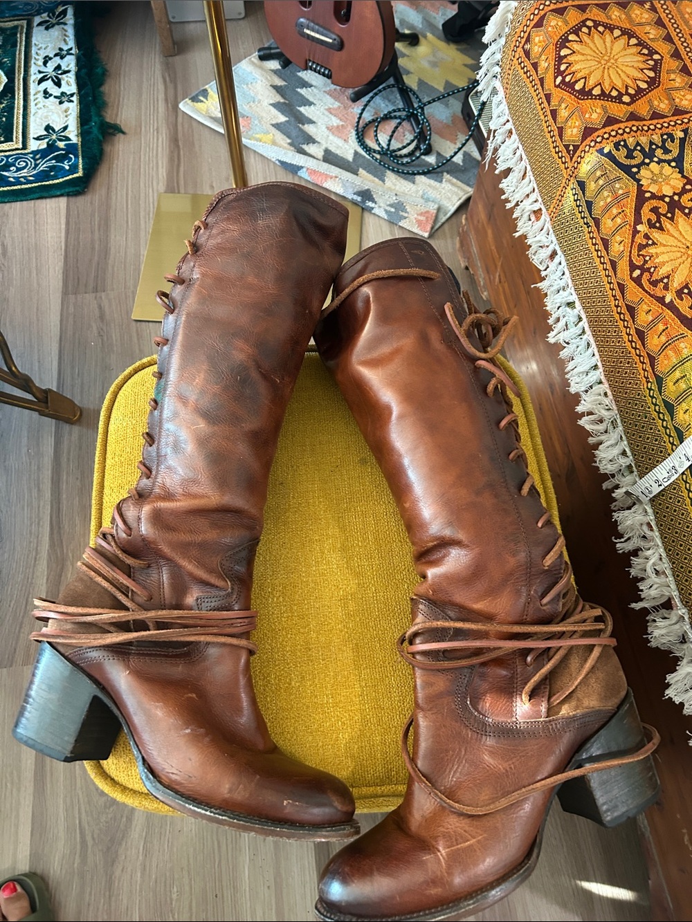 Freebird Coal Talk Leather Boots in Cognac - Picture 12 of 15